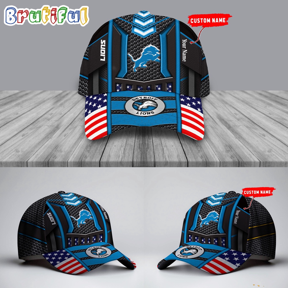 NFL Detroit Lions America Flag Cap, America Flag Football Cap
