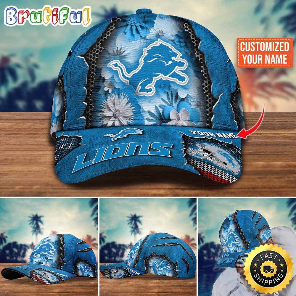 NFL Detroit Lions Baseball Cap Flag Flower Trending Custom Cap
