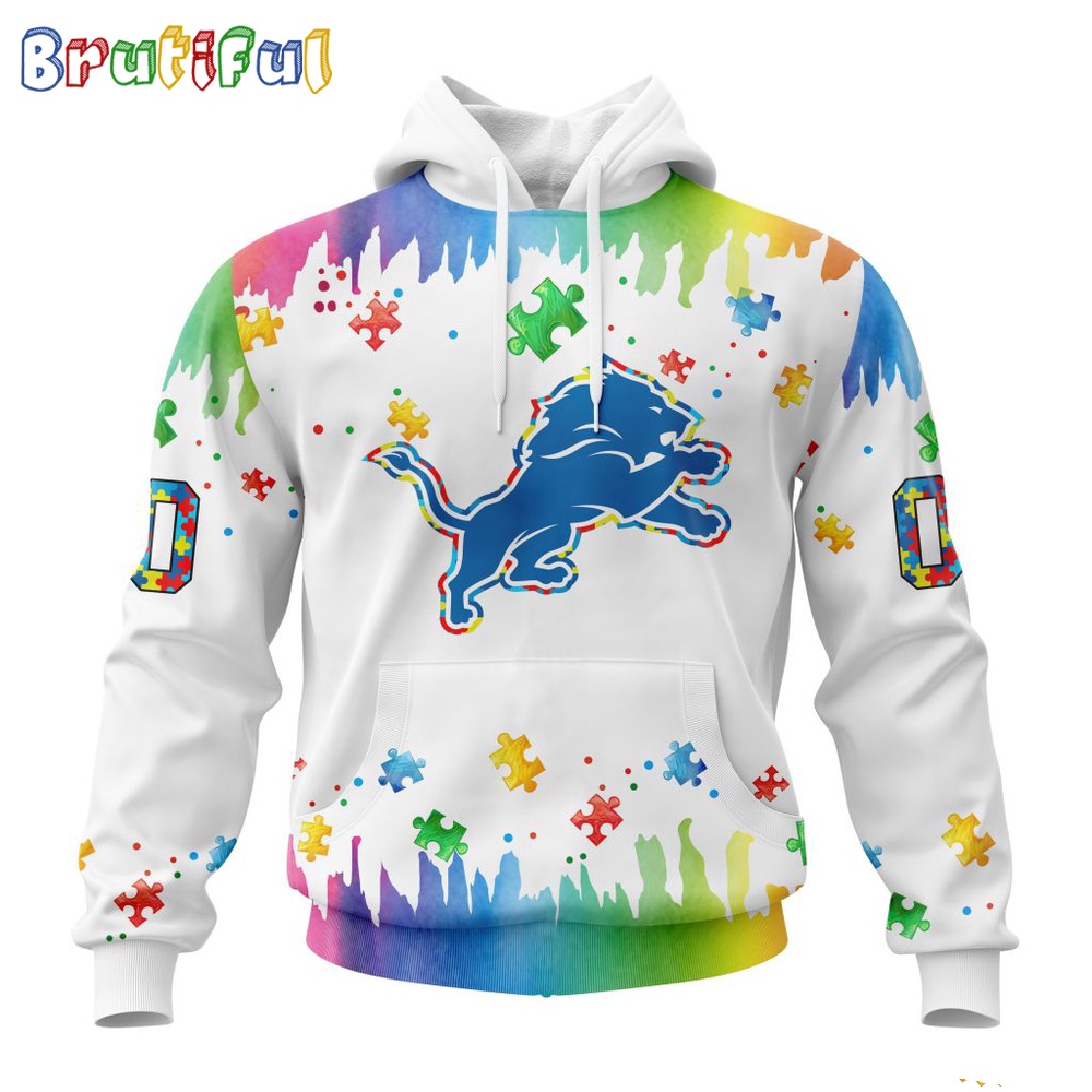 NFL Detroit Lions Hoodie Special Autism Awareness Design All Over Print Hoodie