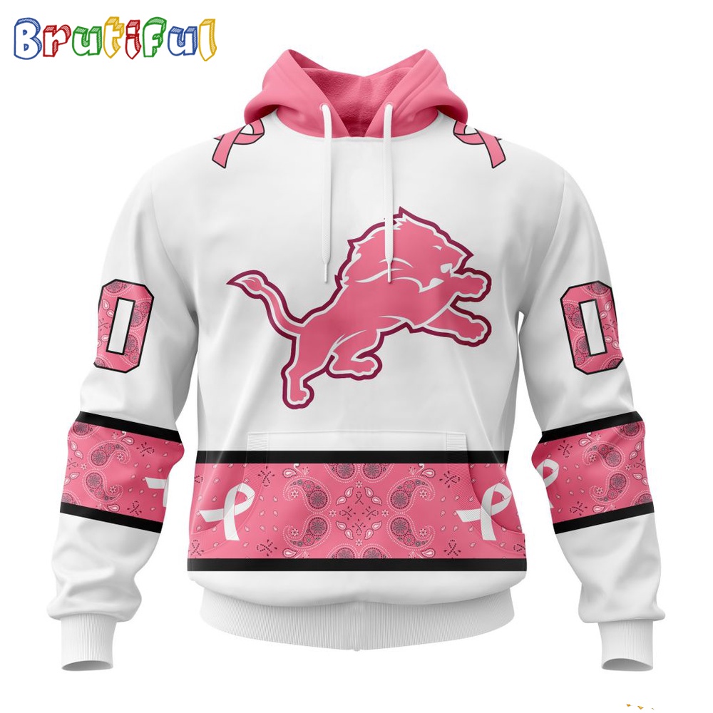 NFL Detroit Lions Hoodie Special Pink Design Fight Breast Cancer