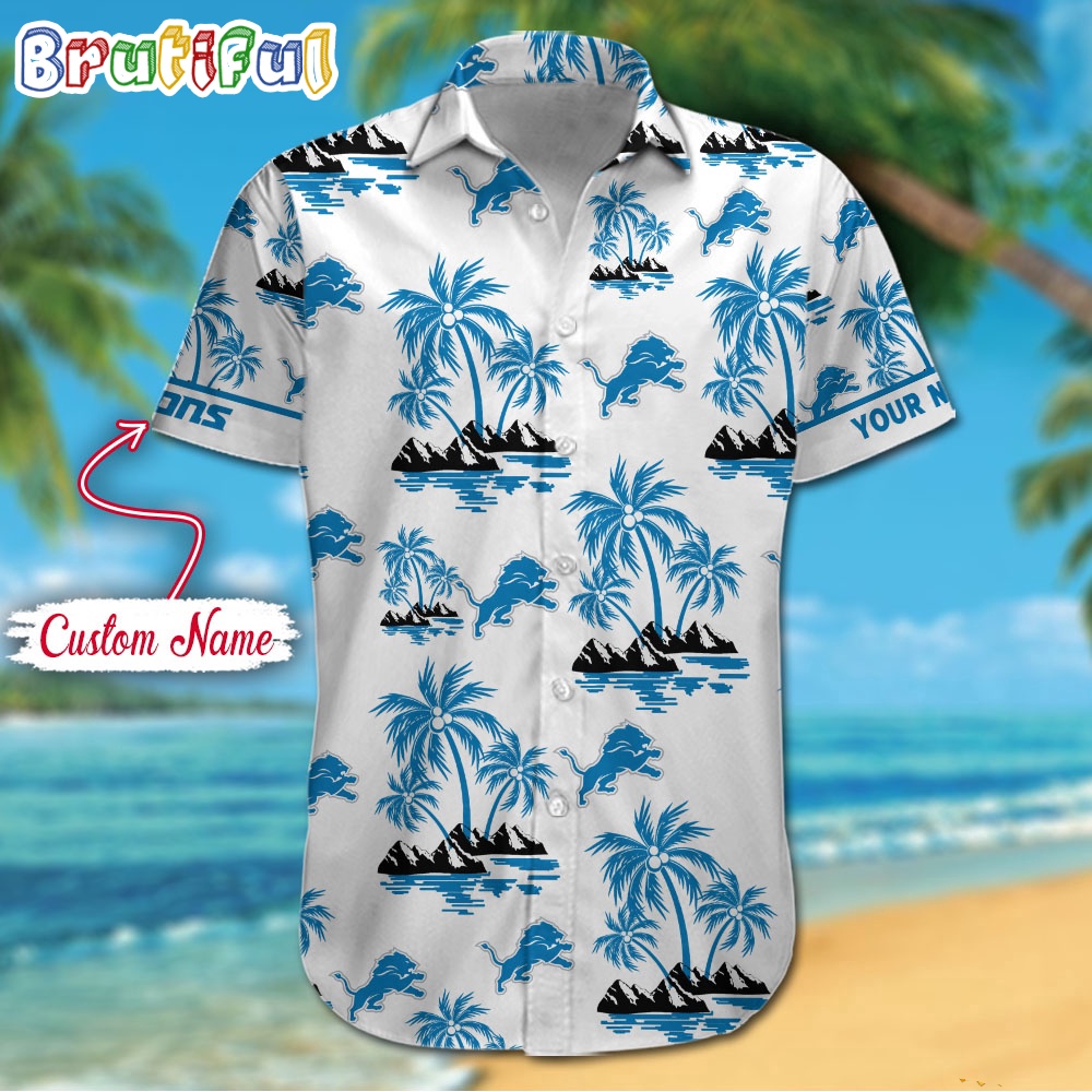 NFL Detroit Lions Palm Tree Tropical Summer Hawaiian Shirt