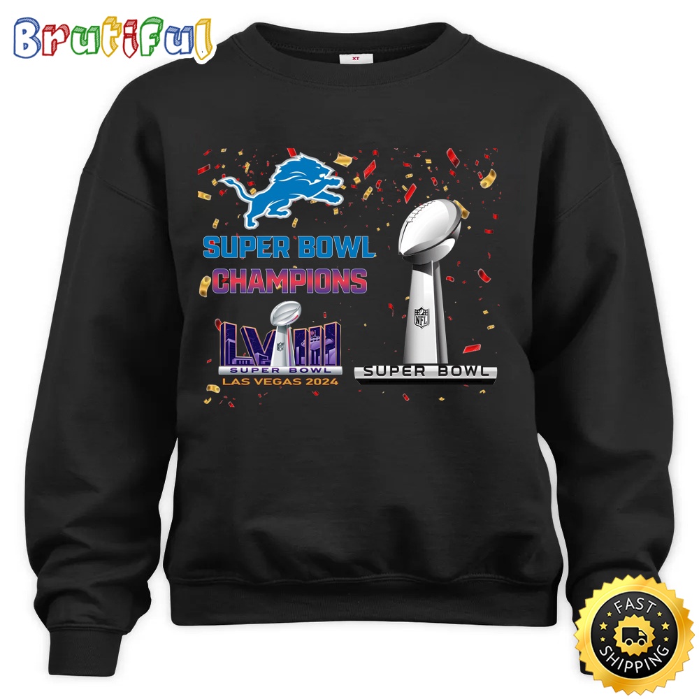NFL Detroit Lions Sweatshirt Super Bowl LVIII 2024 Las Vegas Champions Unisex Sweatshirt
