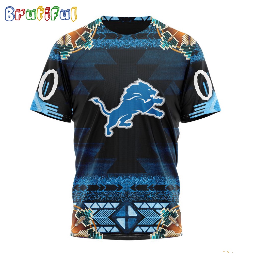NFL Detroit Lions T-Shirt Special Native Costume Design T-Shirt