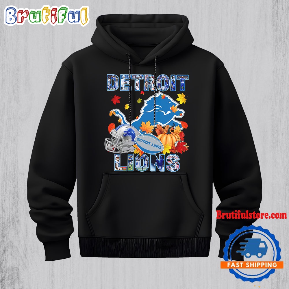 NFL Detroit Lions Team Player Graphics Autumn Hoodie Shirt
