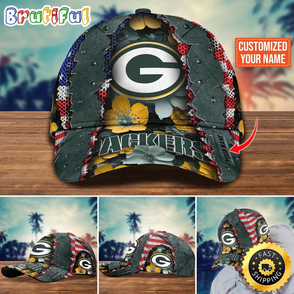 NFL Green Bay Packers Baseball Cap Custom Name Football Cap For Fans