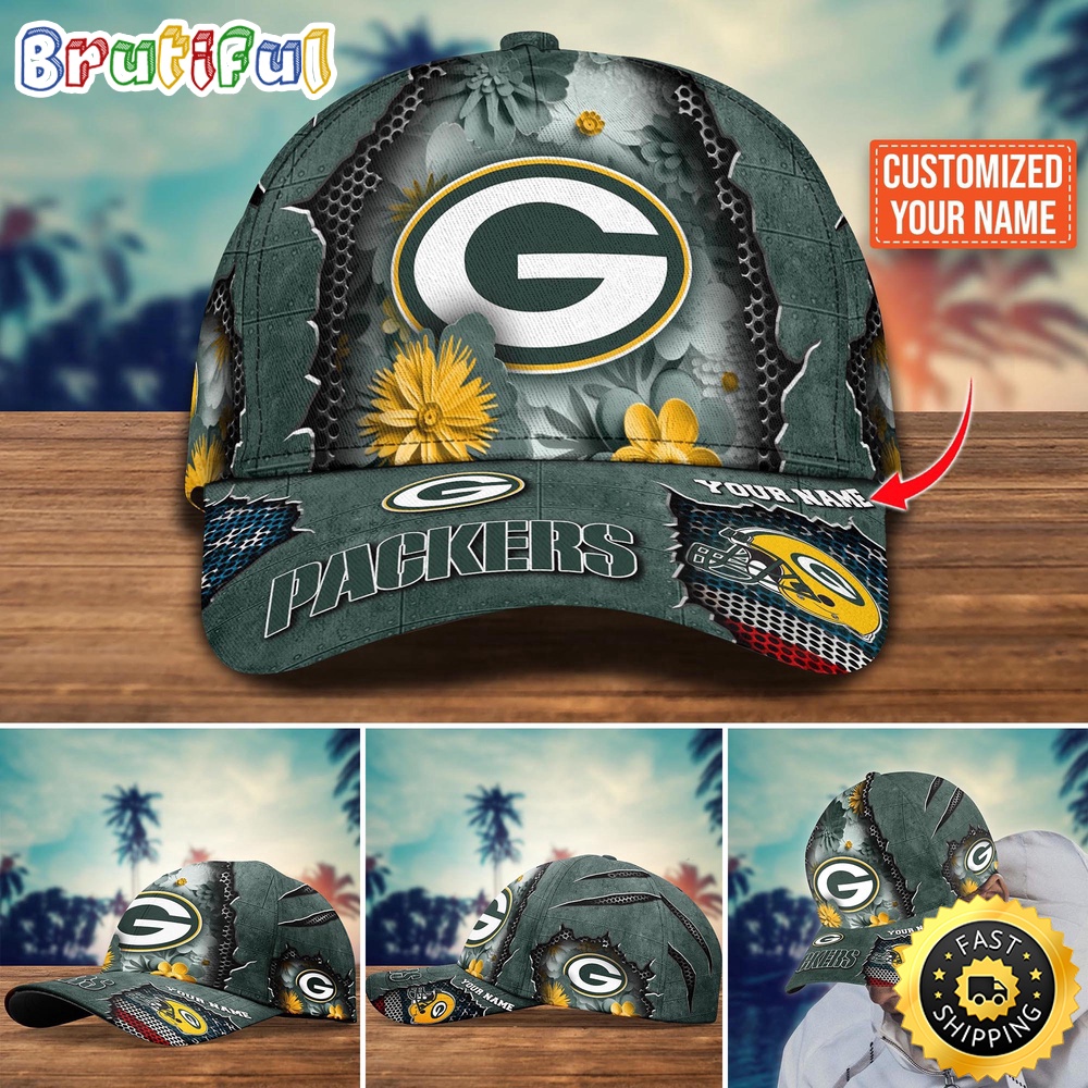 NFL Green Bay Packers Baseball Cap Flag Flower Trending Custom Cap