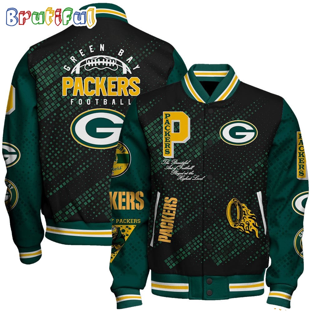 NFL Green Bay Packers Baseball Jacket Print Logo Team Football Jacket