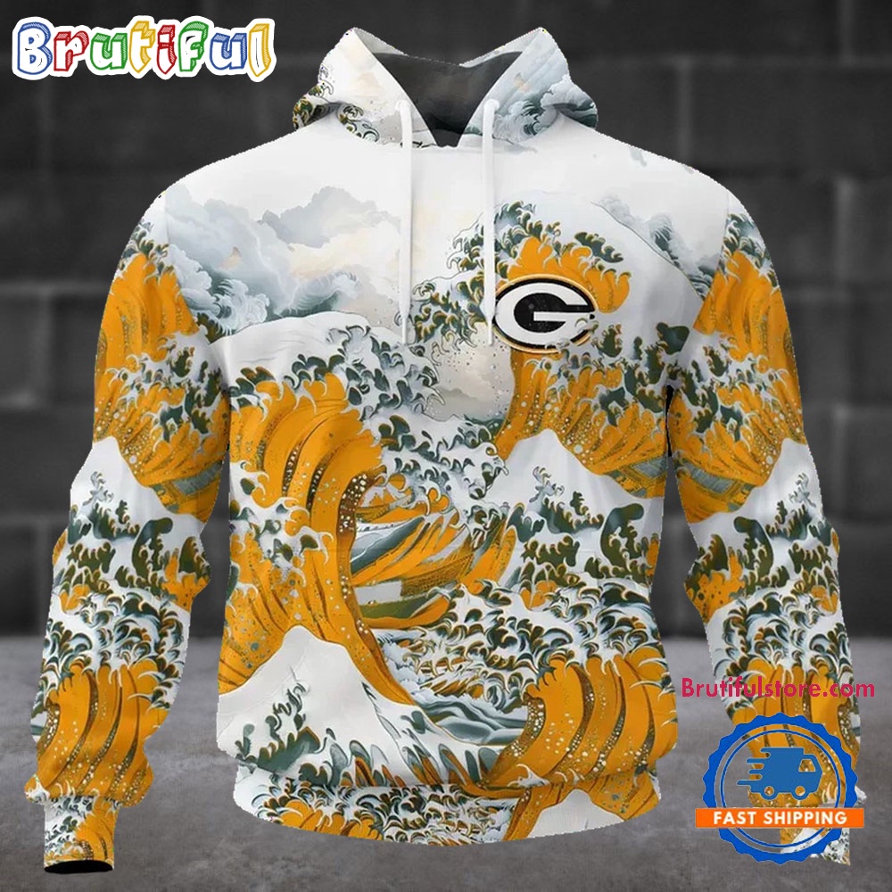 NFL Green Bay Packers Football Great Wave All Over Print Hoodie