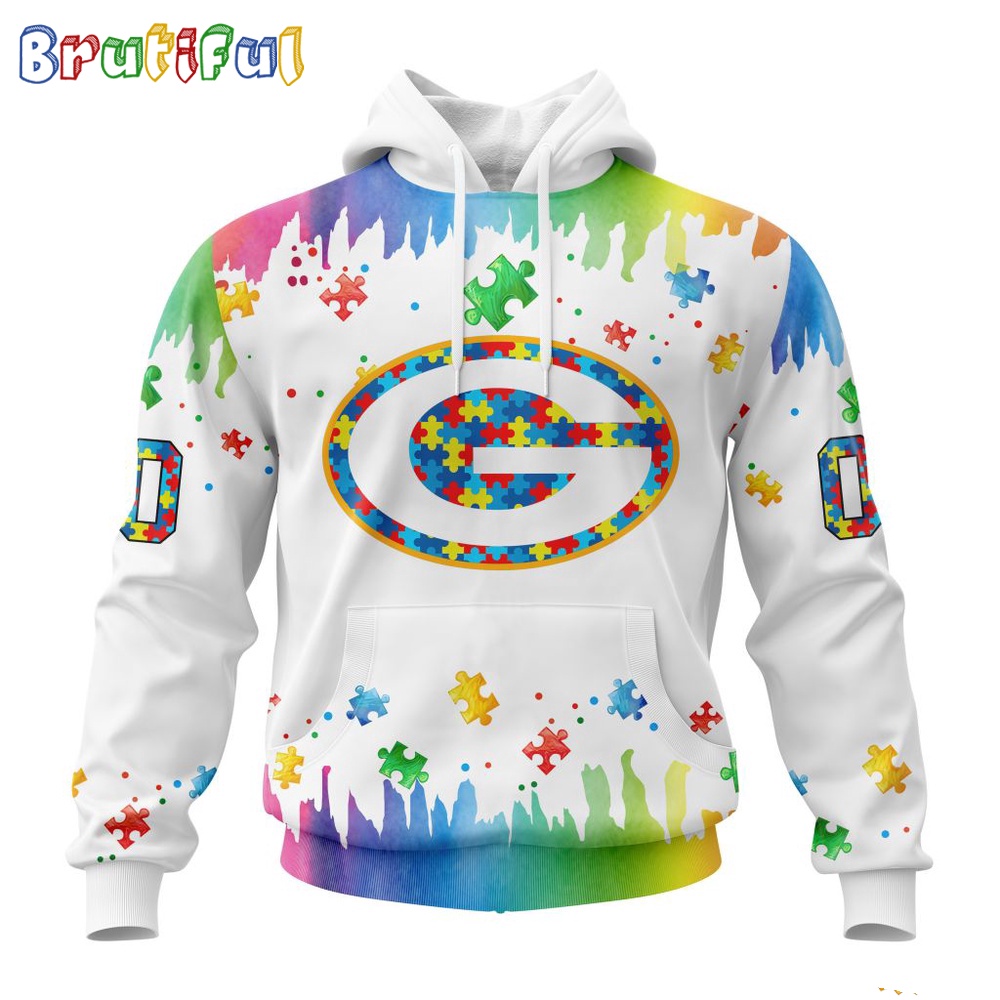 NFL Green Bay Packers Hoodie Special Autism Awareness Design All Over Print Hoodie