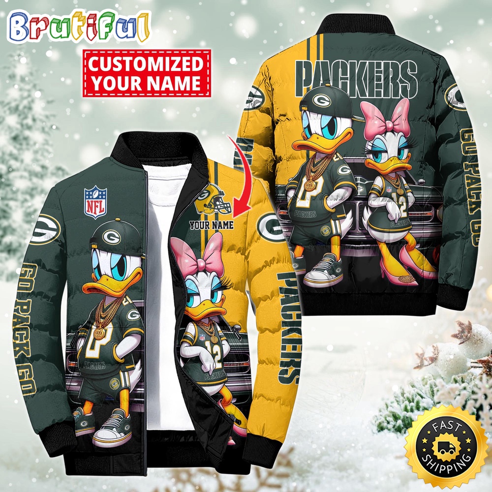 NFL Green Bay Packers Puffer Jacket Donald Duck Custom Jacket