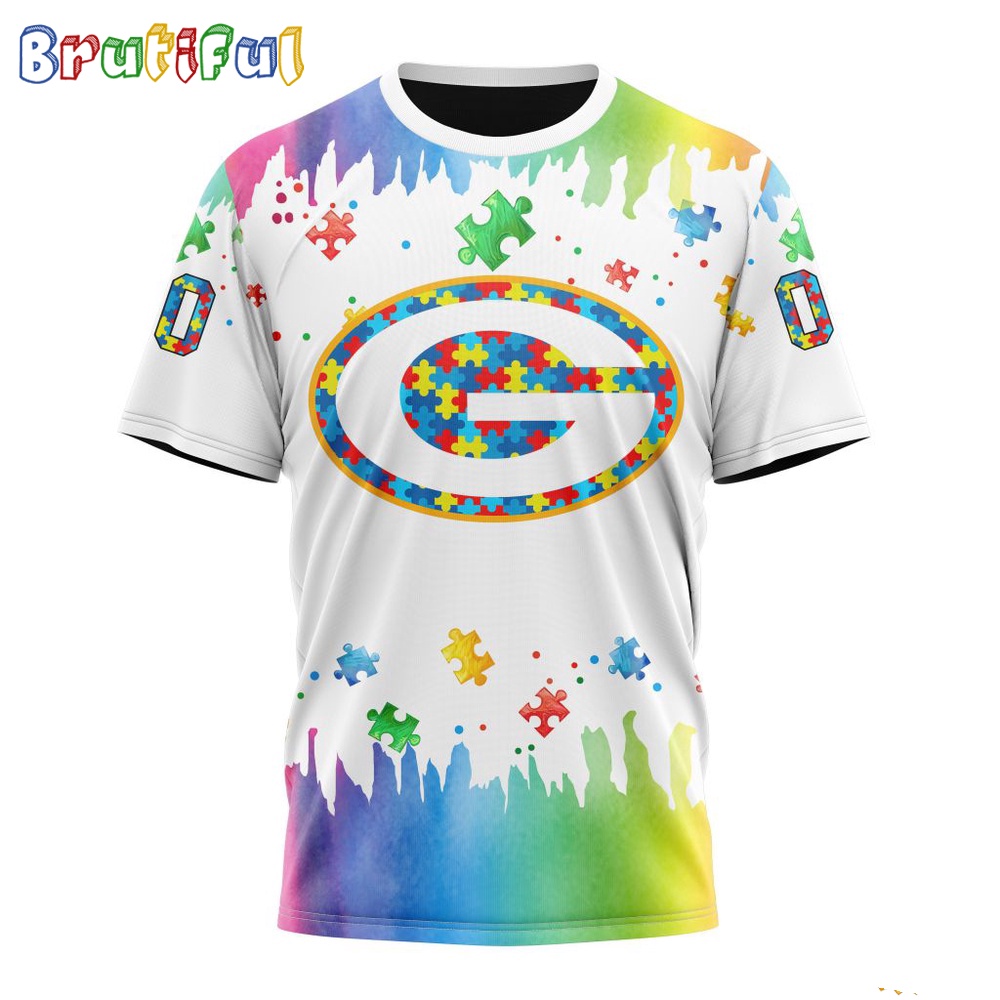 NFL Green Bay Packers T-Shirt Special Autism Awareness Design All Over Print T-Shirt