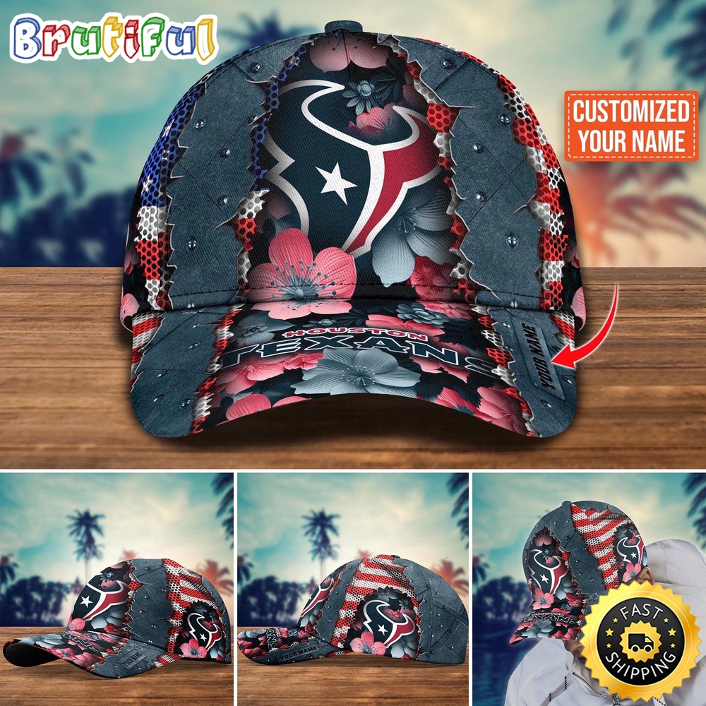 NFL Houston Texans Baseball Cap Custom Name Football Cap For Fans