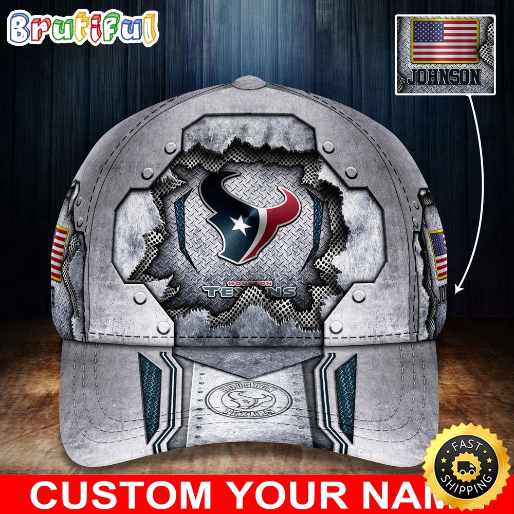 NFL Houston Texans Baseball Cap Silver Metalic Pattern Cap