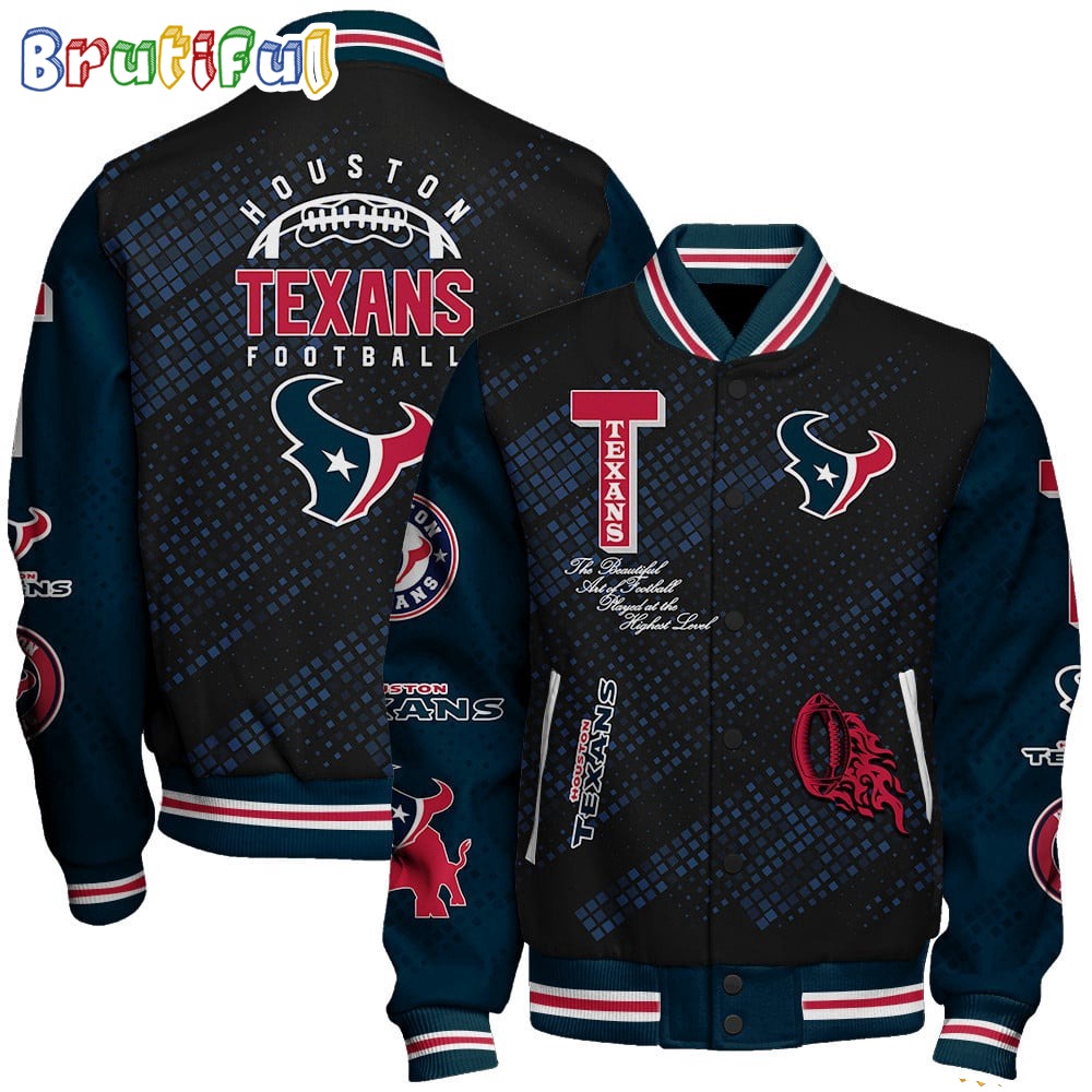 NFL Houston Texans Baseball Jacket Print Logo Team Football Jacket