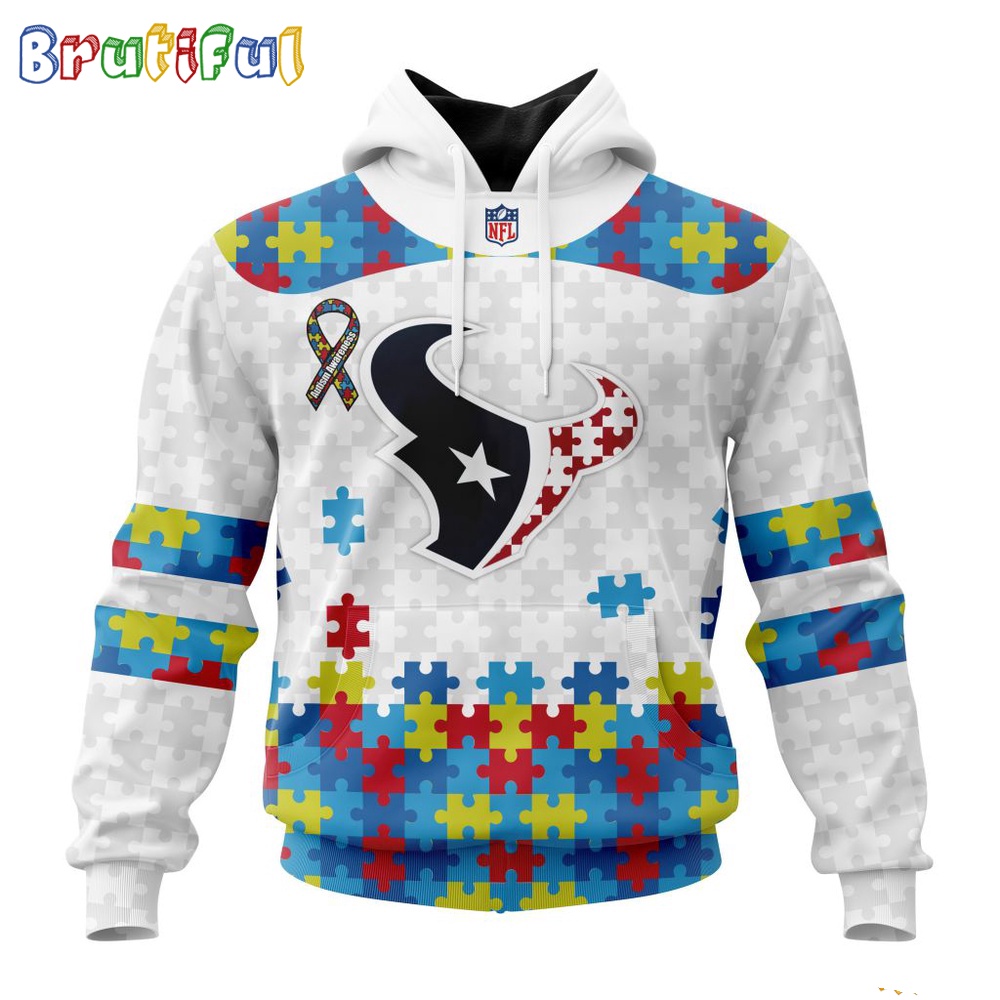 NFL Houston Texans Hoodie Special Autism Awareness Design 3D Hoodie