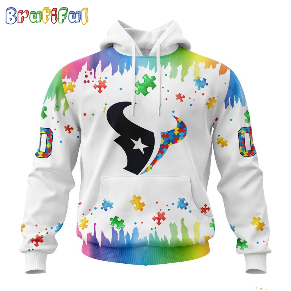 NFL Houston Texans Hoodie Special Autism Awareness Design All Over Print Hoodie