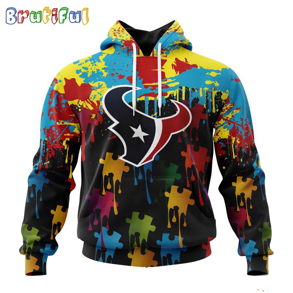 NFL Houston Texans Hoodie Special Autism Awareness Design Football Hoodie