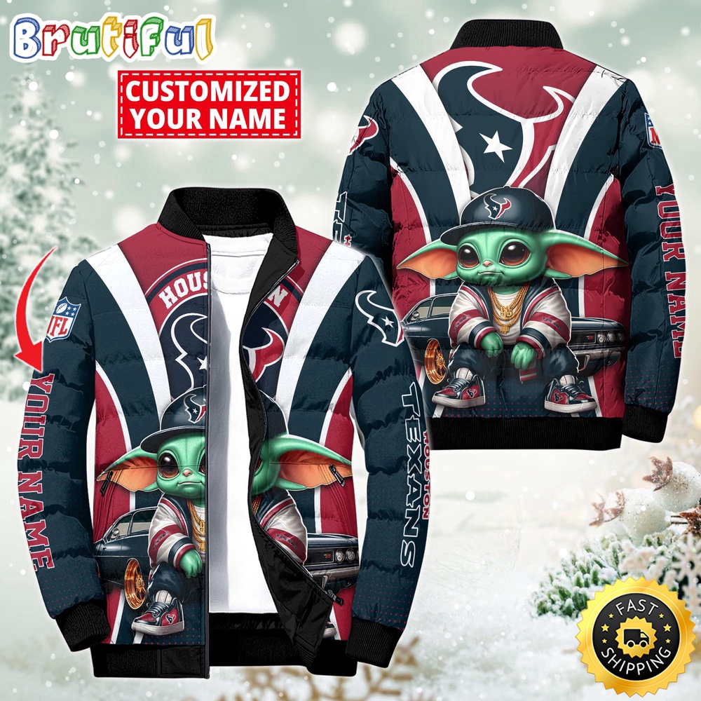 NFL Houston Texans Puffer Jacket Baby Yoda Custom Jacket