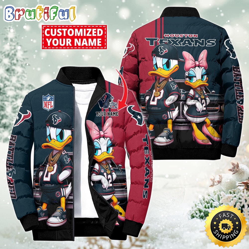 NFL Houston Texans Puffer Jacket Donald Duck Custom Jacket