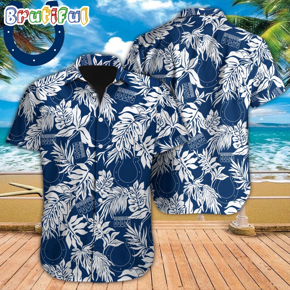 NFL Indianapolis Colts Hawaiian Shirt Tropical Leafs Design Aloha Shirts