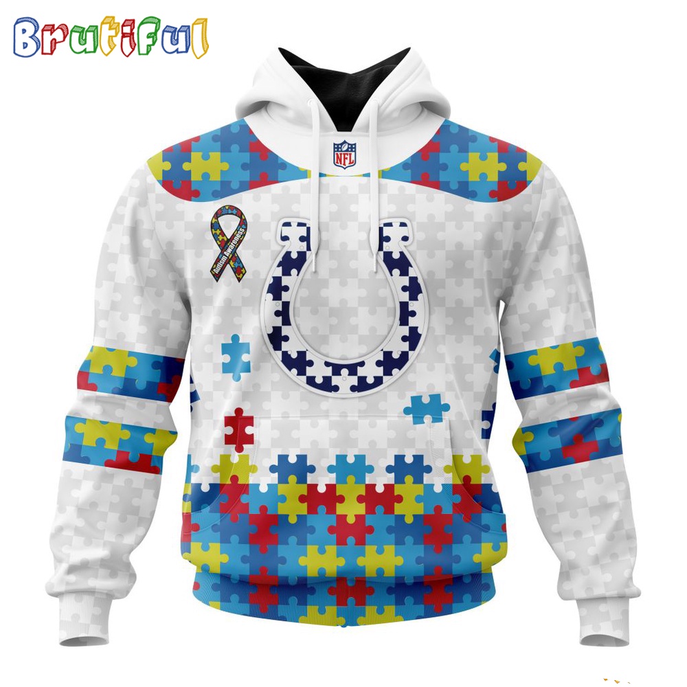 NFL Indianapolis Colts Hoodie Special Autism Awareness Design 3D Hoodie