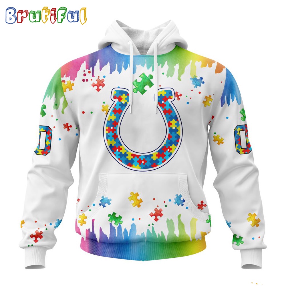 NFL Indianapolis Colts Hoodie Special Autism Awareness Design All Over Print Hoodie