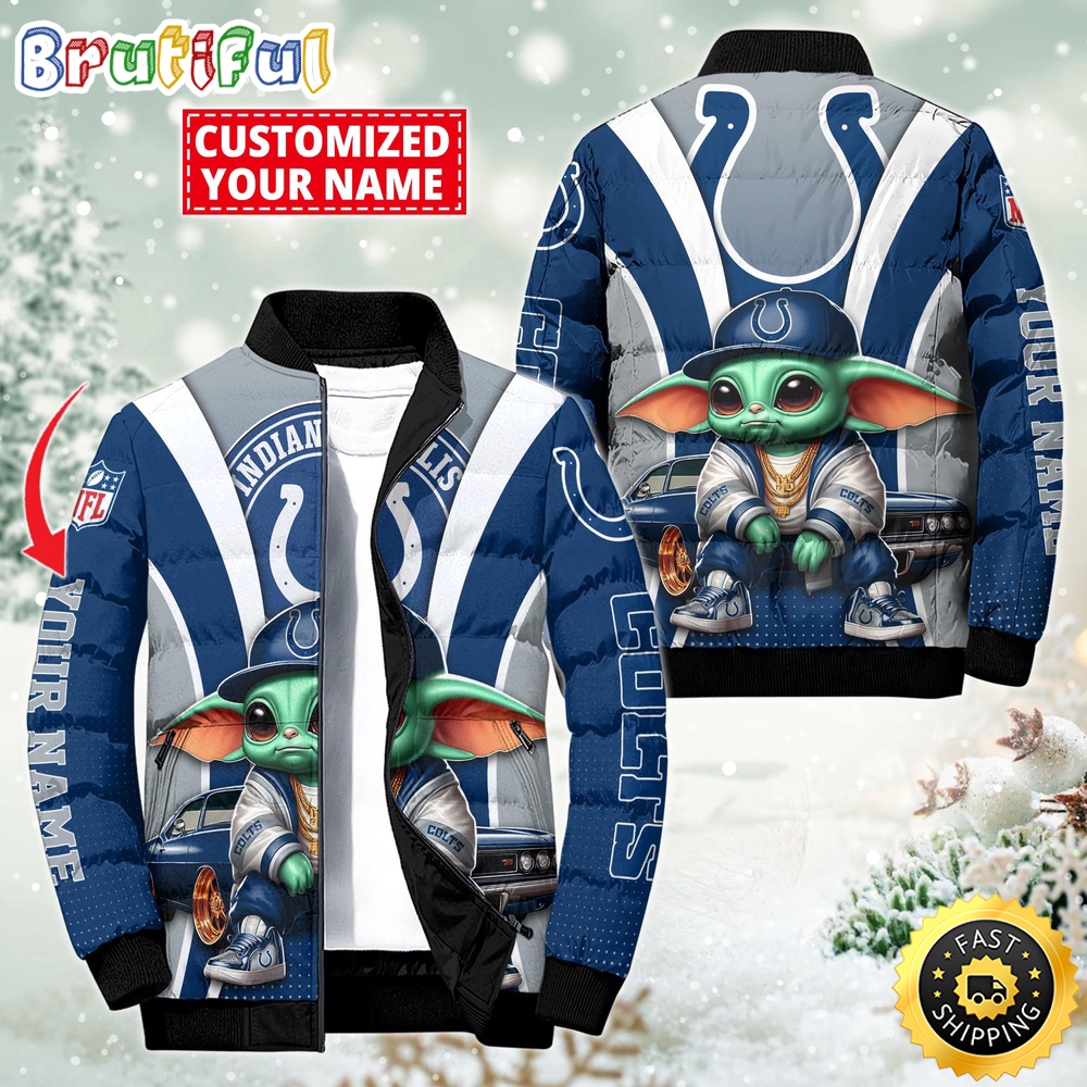 NFL Indianapolis Colts Puffer Jacket Baby Yoda Custom Jacket