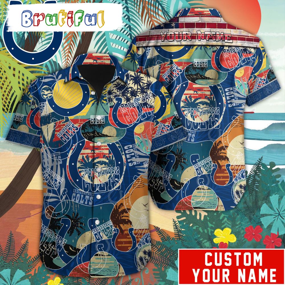 NFL Indianapolis Colts Retro Hawaiian Shirt Special Vintage Style Hawaiian Button Shirt