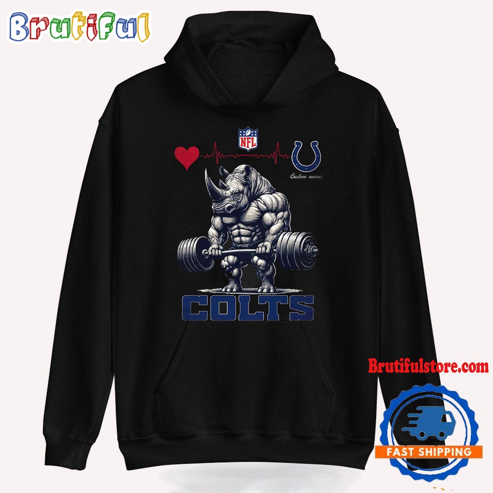 NFL Indianapolis Colts Team Funny Rhinoceros Powerlifting Hoodie Shirt