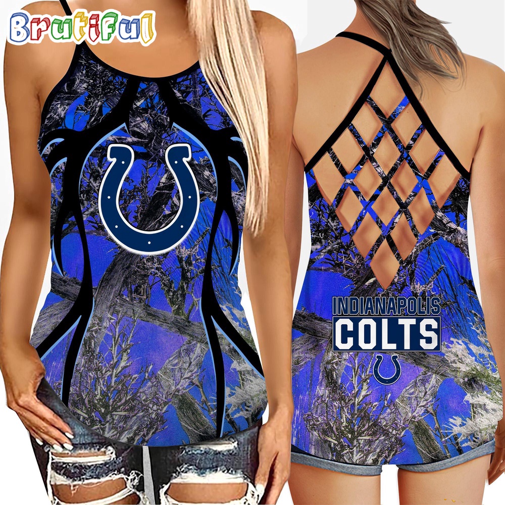 NFL Indianapolis Colts Women's Tank Top, Football Team Logo Criss Cross Tank Top