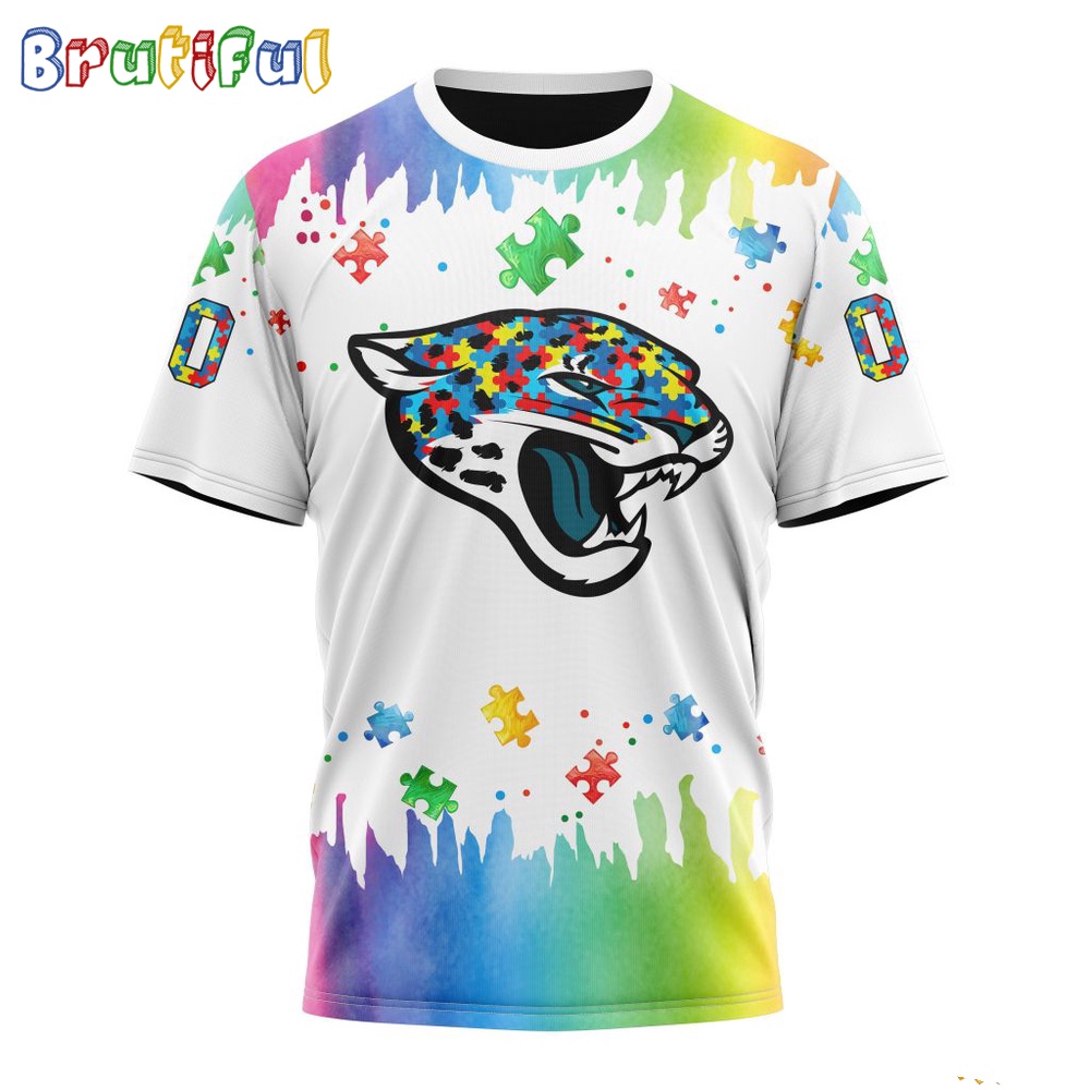 NFL Jacksonville Jaguars T-Shirt Special Autism Awareness Design All Over Print T-Shirt