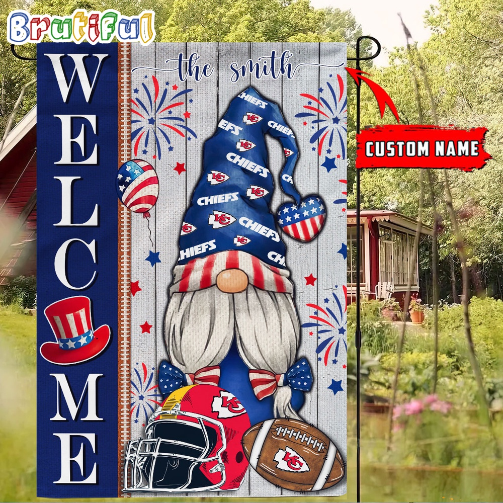 NFL Kansas City Chiefs America 4th Of July Independence Day Flag, Football Gomes 4th Of July Garden Flag