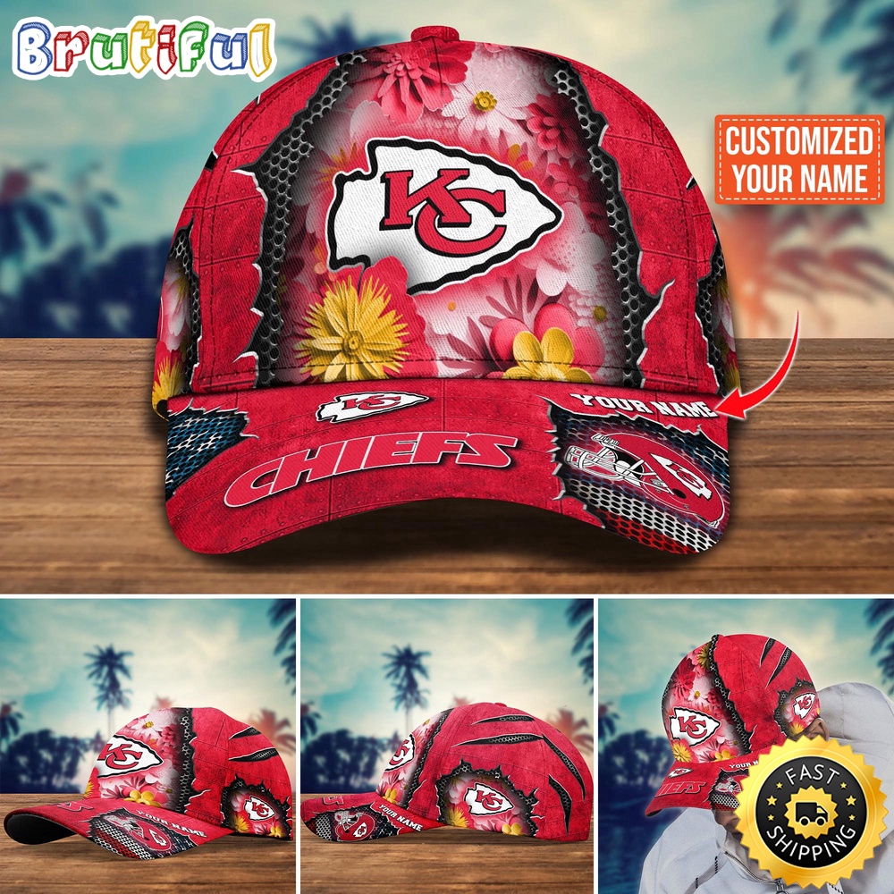 NFL Kansas City Chiefs Baseball Cap Flag Flower Trending Custom Cap