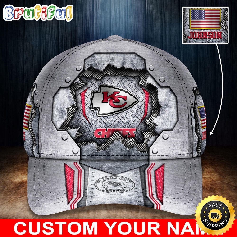 NFL Kansas City Chiefs Baseball Cap Silver Metalic Pattern Cap