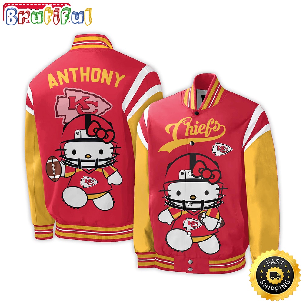 NFL Kansas City Chiefs Baseball Jacket Hello Kitty Personalized Baseball Jacket
