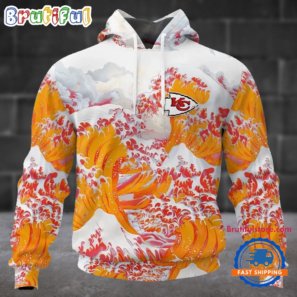 NFL Kansas City Chiefs Football Great Wave All Over Print Hoodie