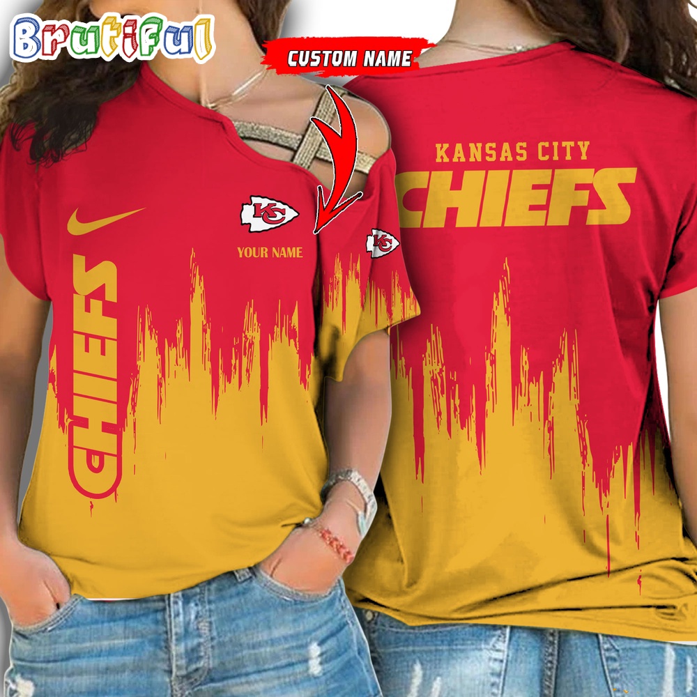 NFL Kansas City Chiefs  Football Team Logo Design One Shoulder Shirt