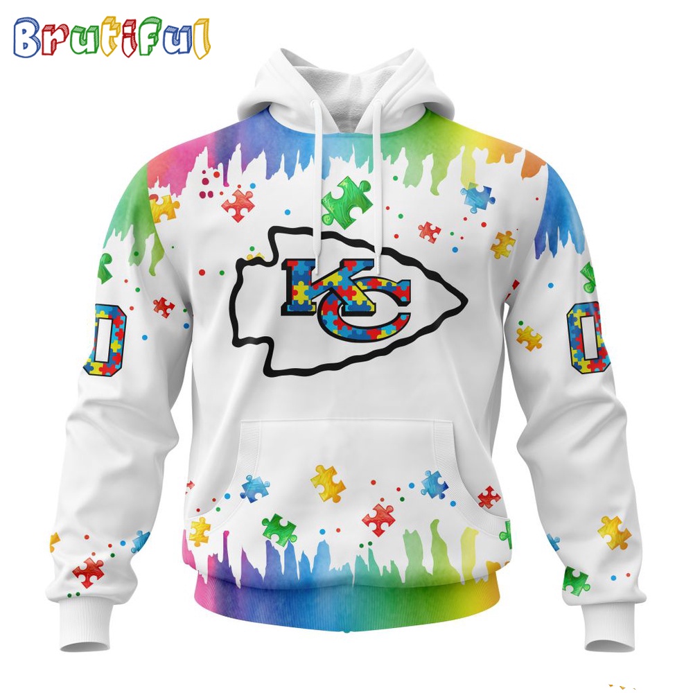 NFL Kansas City Chiefs Hoodie Special Autism Awareness Design All Over Print Hoodie