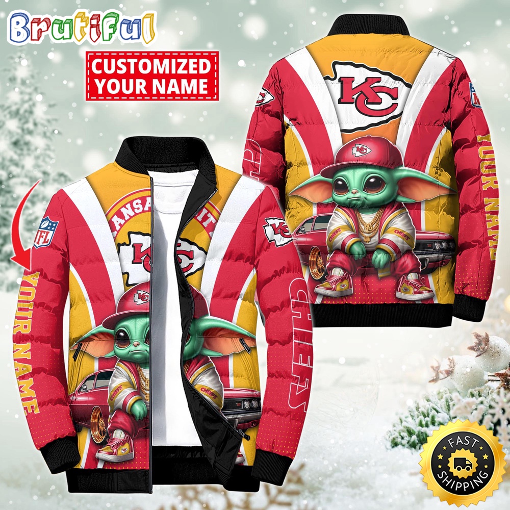 NFL Kansas City Chiefs Puffer Jacket Baby Yoda Custom Jacket