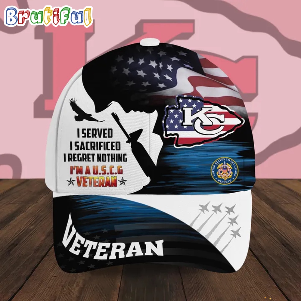 NFL Kansas City Chiefs Special American Flag US Coast Guard Veteran Baseball Cap