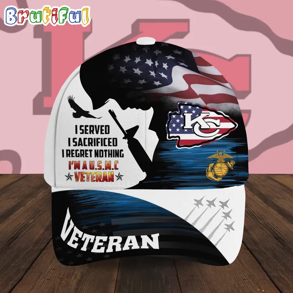 NFL Kansas City Chiefs Special American Flag US Marine Corps Veteran Baseball Cap