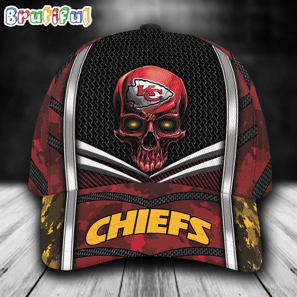 NFL Kansas City Chiefs Special Halloween Skull Custom Baseball Cap