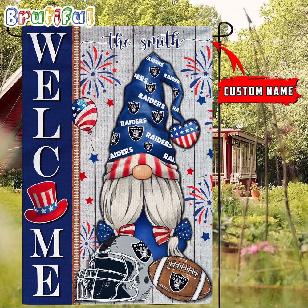 NFL Las Vegas Raiders America 4th Of July Independence Day Flag, Football Gomes 4th Of July Garden Flag