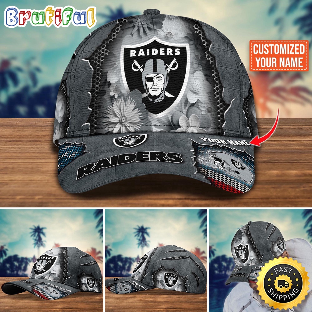 NFL Las Vegas Raiders Baseball Cap Flag Flower Trending Custom Cap