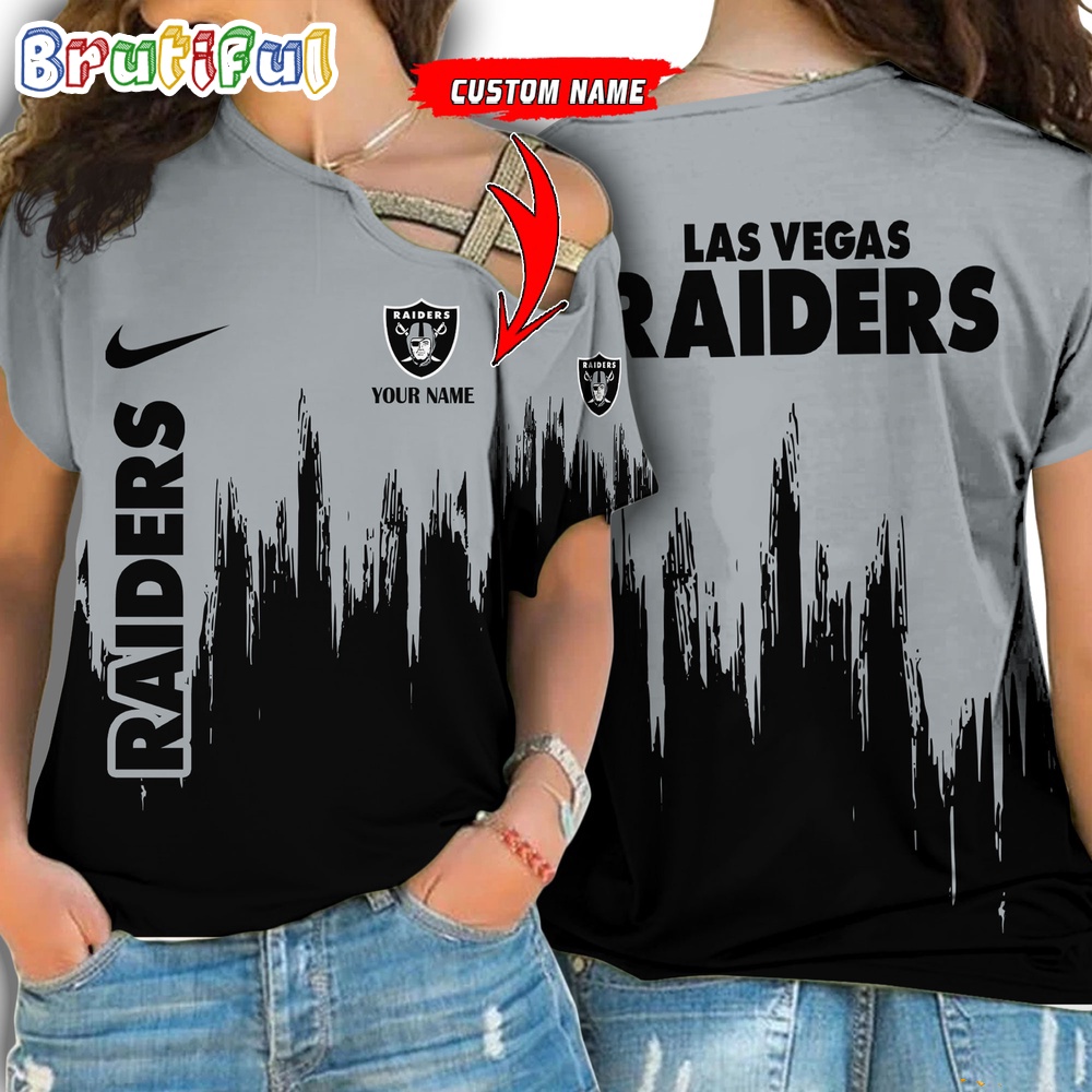 NFL Las Vegas Raiders Football Team Logo Design One Shoulder Shirt