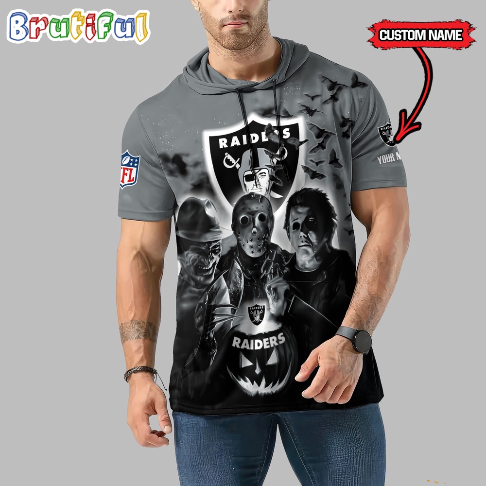 NFL Las Vegas Raiders Horror Characters Essential Halloween Sleeveless Hoodie