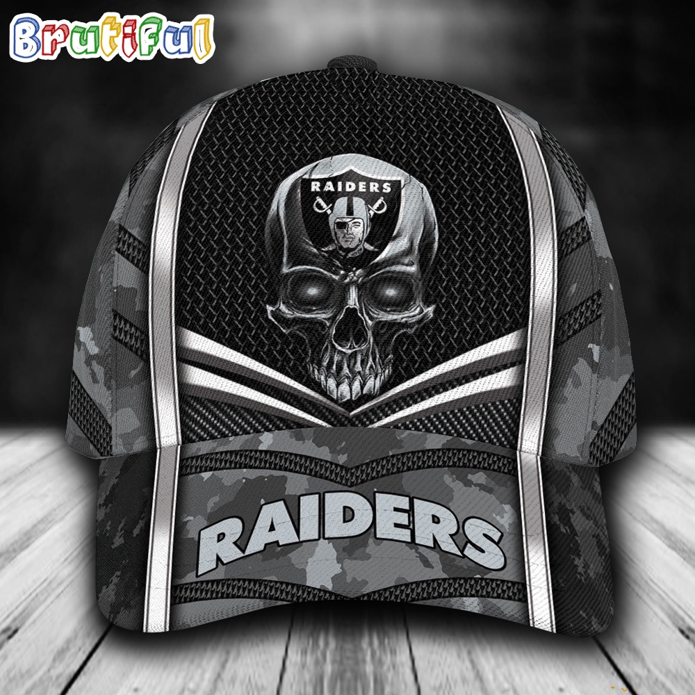 NFL Las Vegas Raiders Special Halloween Skull Custom Baseball Cap
