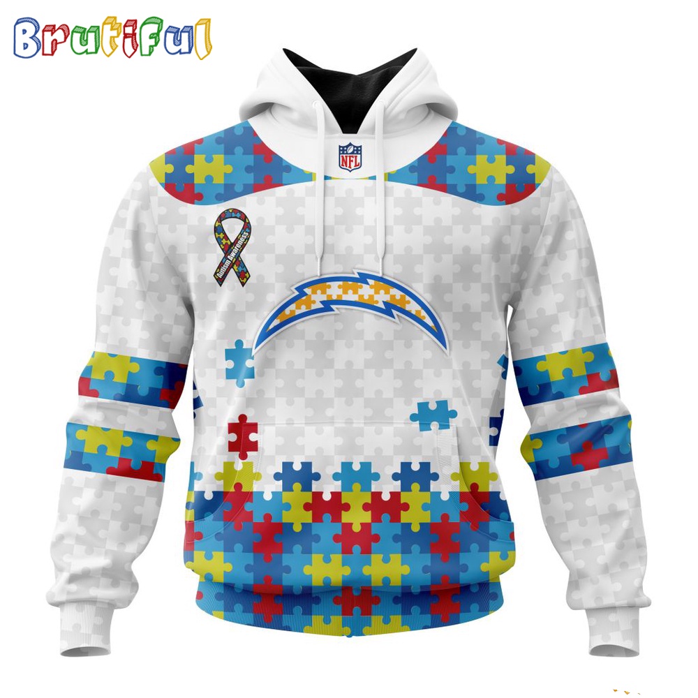 NFL Los Angeles Chargers Hoodie Special Autism Awareness Design 3D Hoodie