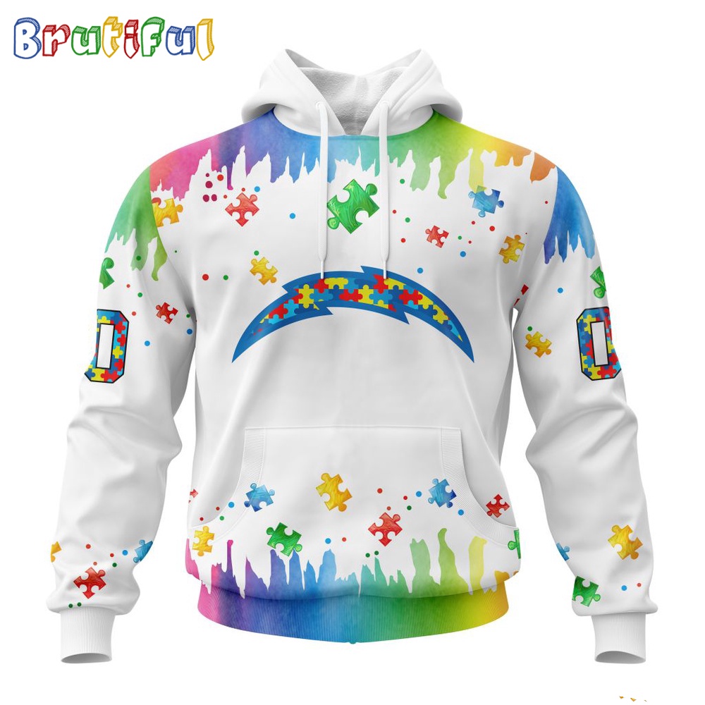 NFL Los Angeles Chargers Hoodie Special Autism Awareness Design All Over Print Hoodie
