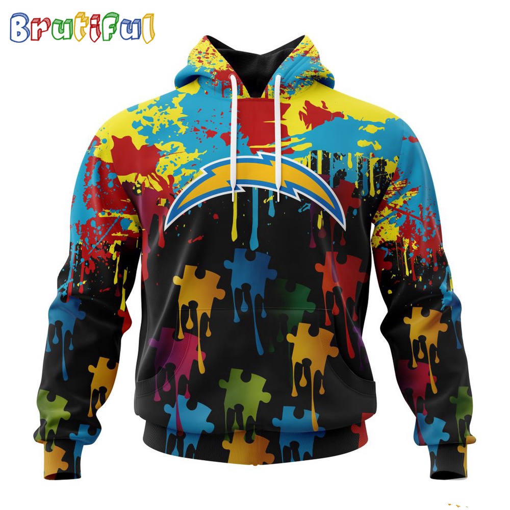 NFL Los Angeles Chargers Hoodie Special Autism Awareness Design Football Hoodie